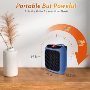 FLORISELL Upgrade Smart Wall Space Heater Portable Electric Small Heater with Adjustable Thermostat and Timer, Overheat Protection, Led Display, for Bedroom, Office and Indoor Use (Blue-800w) - Image 7