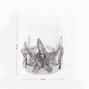 GIBOX Starfish Hurricane Candle Stand | Designer Hurricane Candle Holder for Home Décor | Glass Candle Holder Big Size | Decorative Candle Holders for Home | Silver Showpiece Tealight Holder Metal - Image 7