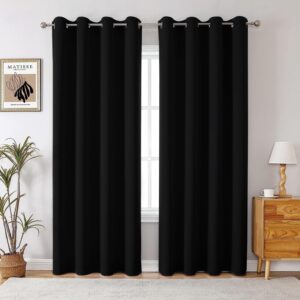 Homestan Blackout Door Curtains 7 Feet Long Set of 2, Room Darkening Blackout Parda 7 Feet with Grommet Design for Home Decor (7x4 Feet,Black) - Image 2