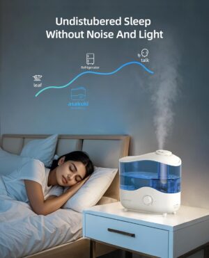 ASAKUKI Cool Mist Humidifiers for Bedroom - 4L Water Tank, Baby, Office, Quiet Ultrasonic Air Vaporizer, Adjustable Mist, 360 Nozzle Rotation, Auto-Shut Off, Humidifier Easy Fill and Clean -Blue - Image 6