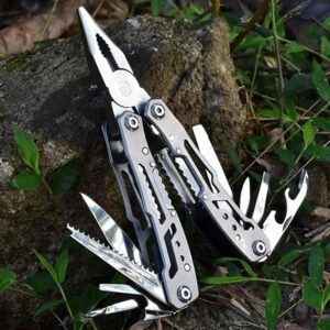 SKYTONE® 24 in 1 Multi-function Plier Tools Made of Stainless Steel with 11 Screwdriver bits with Safety Hook, Bottle Opener, Multifunction Pliers for Outdoor Camping Backpacking & Gifting. (Medium) - Image 7