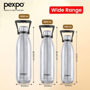 Pexpo Echo Pro| ISI Certified |2000ml-Silver Water Bottle for Office| Vacuum Insulated Flask with Handle|24 Hrs Hot & Cold | Thermosteel Bottle | Home | Office | Kitchen | Limited RCB Edition - Image 7