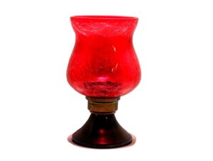 MARBOGLASS India Glass Tea Light Candle Holder 5 inch with Metal Stand (Set of 2) (2 Candle Free) (Red) - Image 3