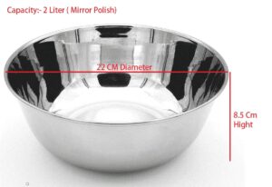 Ajay's Shoppe Stainless Steel Serving/Mixing Bowl (2 Liter) - Image 3