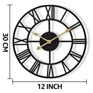 Sorbus Large Wall Clock for Living Room Decor - 12 inch Big Wall Clock Decorative - Battery Operated - Roman Numeral Analog Large Clock for Bedroom, Room, Home, Kitchen, Office, Wall Decor (Black) - Image 4