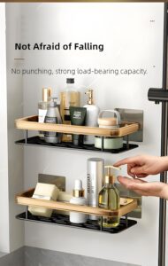 JIALTO Bathroom Accessories - 2 Pcs Self Adhesive Wall Mounted Aluminium Bathroom Shelf for Wall, Heavy Duty Bathroom Organiser, Silver Washroom Organizer - Image 10