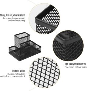 GLUN® Metal Desk Organizer with 4 Different Compartment, Metal Mesh Desk Organizer Stationary Storage Stand Pen, Pencil Holder for Office, Home, and Study Table - Image 6