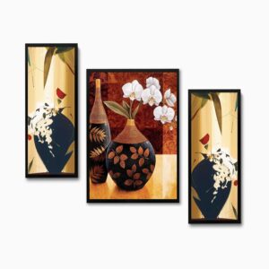 Rousrie Wall Painting Frames For decor, Pictures Frame For Living Room, Home Decoration, Bedroom, Set of 3, 1pc- 23 x 30 cm, 2pc- 12.5 x 30 cm (Design 12) - Image 2