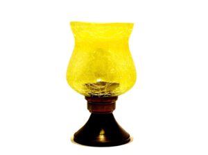 MARBOGLASS India Glass Tea Light Candle Holder 5 inch with Metal Stand (Set of 2) (2 Candle Free) (Yellow) - Image 3