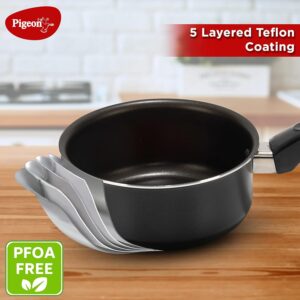 Pigeon Favourite 7 Piece Gift Set Non-Stick Coated Comes with Fry Pan, Kadhai, Lid, Sauce Pan, Spatula, Tadka Pan and a Tawa - Gas Stove Compatible (Black) - Image 3