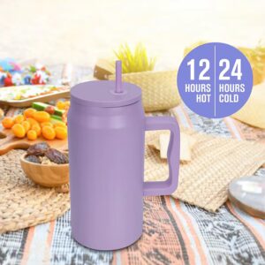 House of Quirk 1500ML Mug Tumbler with Handle and Straw Lid, Stainless Steel Large Water Bottle Gifts for Women Men Him Her (Oat) - Image 5