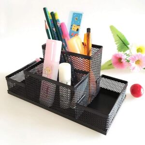 GLUN® Metal Desk Organizer with 4 Different Compartment, Metal Mesh Desk Organizer Stationary Storage Stand Pen, Pencil Holder for Office, Home, and Study Table - Image 3