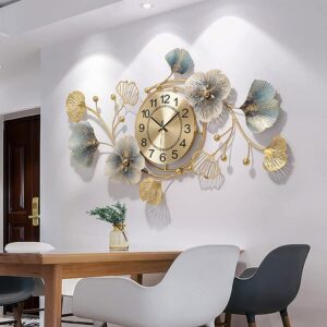 RIZIK STORE™ Metal wall hanging floral handmade wall clock multicolor ticking sound for bedroom/drawing room/hall/Dining room (36”x21”) (Design 1) - Image 3