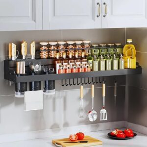 IBELL Multifunctional Wall-Mounted Kitchen Storage Organizer Rack with Spice Shelf, Utensil Hooks & Holder - (IBLDH280) - Image 2