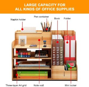 50 FITZ Wooden Desk Organiser For Office, Multi Functional Desktop Organiser. Storage For File,Pen,Tissue,Printer Paper, Calculatore Etc.(Ready Assambled) (Pack Of 1) (Symphony), Inside, Brown - Image 6