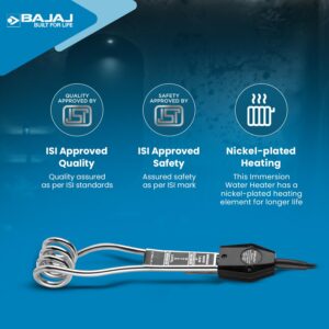 Bajaj Copper 1000 Watts Immersion Rod Heater For Home|Water Heater Rod For Efficient Heating|With Anti-Corrosive Nickel Plating|Isi Approvel Safety&Quality|2-Yr Warranty|Silver - Image 5