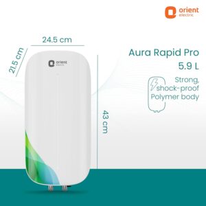 Orient Electric Aura Rapid Pro | 5.9 Litre Instant Water Heater | Stainless Steel Tank | Shockproof | 6.5 bar pressure compatibility | Suitable for low & mid rise buildings| 5 years warranty by Orient - Image 7