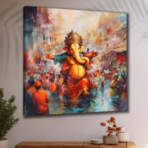 Livin'luxe paintings Dancing ganesha religious modern art canvas home decor wall paintings with frame painting for living room wall decoration office 24 inch x 24 inch CR-253 - Image 2