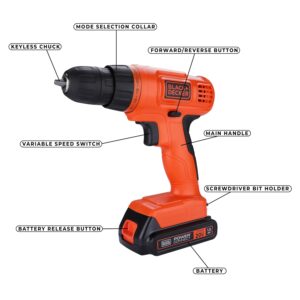 BLACK+DECKER LD120VA 20V MAX*POWERECONNECT Li-Ion Cordless Drill/Driver + 30 Pc Kit Set - Image 6