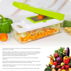 Tekcool 15 in 1 Multipurpose Chopper, Fruits & Vegetable Cutters, Grater Peeler Chipser, Unbreakable Food Grade Body, Easy Push to Clean Button Slicer Dicer, Chopper for Kitchen (Green, Plastic) - Image 8