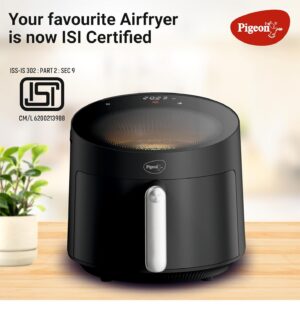 Pigeon by Stovekraft STELLAR Air Fryer Large 5.5L | 1500W BLADELESS Airfryer | Unique See Through Top View Glass | 360 AirWhirl Technology | Digital Touchscreen | 8 PRESETS Menu | Shake Feature - Image 8