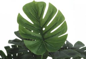 Dekorly Plastic Artificial Palm Plants Leaves Faux Turtle Leaf Fake Monstera Tropical Large Palm Tree Leaves Outdoor Leaf Decorations | 26Inch Plants with Blackpot (Green) - Image 6