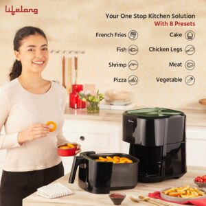 Lifelong 8L Digital Air Fryer for Home with Touch Panel & 8 Pre-Set Menus - 1500 W Electric Airfryer with Hot Air Circulation - Touch Screen - Uses Up to 90% Less Oil (LLHFS922, Black) - Image 3