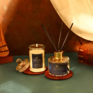 AuraDecor Luxury Reed Diffuser & Scented Candle Gift Set with Premium Fragrance of Blue Sage & Lavender - Image 2