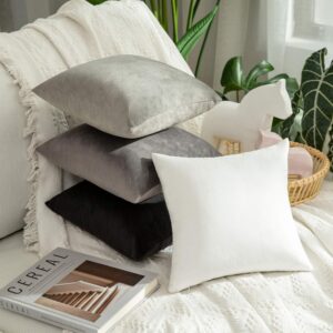 MIULEE Pack of 2 Velvet Pillow Covers Decorative Square Pillowcase Soft Solid Cushion Case for Sofa Bedroom Car 12 x 12 Inch Dark Grey - Image 5