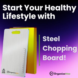 OrganizeMee Stainless Steel Chopping Board for Kitchen - Heavy-Duty Cutting Board for Vegetables, Fruits Cutter, Meats, vegitable Chopper Boards, Premium Metal Chopping Board (Medium) (31.8CM X 21CM) - Image 3