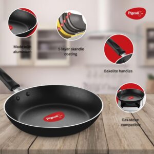 Pigeon Mio Nonstick Aluminium Cookware Gift Set, Includes Nonstick Flat Tawa, Nonstick Fry Pan, Kitchen Tool Set, Nonstick Kadai with Glass Lid, 8 Pieces Kitchen Set (Black) - Image 3