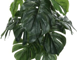 Dekorly Plastic Artificial Palm Plants Leaves Faux Turtle Leaf Fake Monstera Tropical Large Palm Tree Leaves Outdoor Leaf Decorations | 26Inch Plants with Blackpot (Green) - Image 8