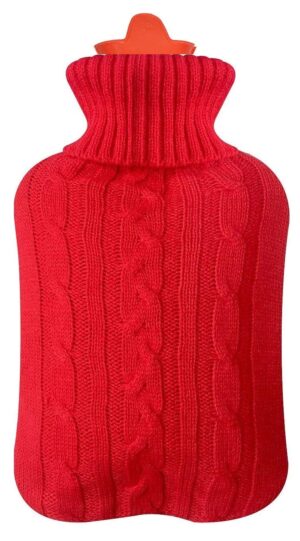 Frackson 2000 ML Hot Water Bottle With Woolen Cover Classic Non Toxic Natural Rubber Hot and Cold Water Bag - 2.0 Ltr - ISO 45001 Certified No Leakage- Winter (Red) - Image 2