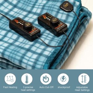 Power Blanket Electric Blanket Warmer, Heating Double Bed 5ft X 5ft, Fleece Material, 3 Heat Settings, Waterproof & Shockproof, LED Display, Auto Cut-Off for Safety - Image 6