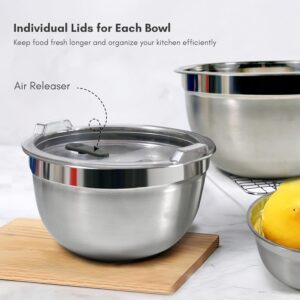 HOME BARGAINS Stainless Steel Mixing Bowls for Kitchen, Serving Bowl with air Tight lid | Food Storage Bowls with BPA Free Food Safe lid Set of 3 (400ml, 1000ml, 1700ml) - Image 4