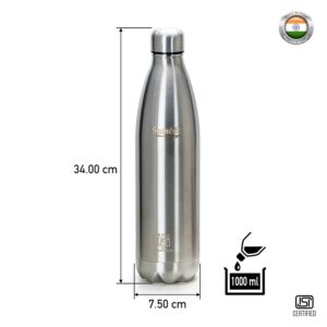 Sumeet Thermo1000 Stainless Steel 24 Hours Hot & Cold ISI Certified Double Walled Leak Proof Vacuum Flask/Water Bottle for Office/School/College/Gym/Picnic/Home/Trekking- 1000ml, Silver - Image 5