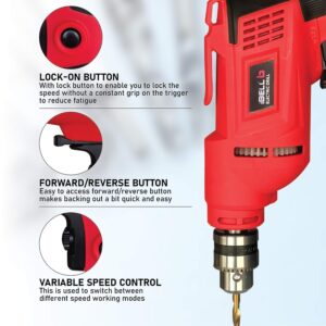 IBELL Electric Drill ED06-91, 400W, Copper Armature, 2800 RPM, Chuck 10 mm Forward/Reverse for Wood & Metal Work with Variable Speed Control - Image 5