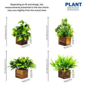 DecoreBugs Plastic Potted Artificial Plant In Wooden Pot (4 Pack) Eucalyptus Plants Small Plants For Home Decor|Office Decor|Db-8149 - Image 4