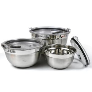 HOME BARGAINS Stainless Steel Mixing Bowls for Kitchen, Serving Bowl with air Tight lid | Food Storage Bowls with BPA Free Food Safe lid Set of 3 (400ml, 1000ml, 1700ml) - Image 6