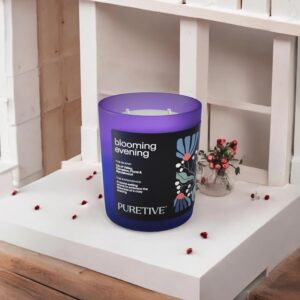 Puretive Scented Soy Wax Candle, Blooming Evenings Luxury Aroma Therapy Votive Jar | Upto 35 hrs Burn time, Scented Candles for Home Decor Gift Set - Rose, Lily of Valley & Sandalwood | 2 Wick Candle - Image 3