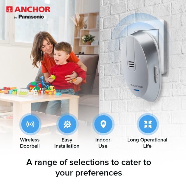 Anchor by Panasonic Wireless Doorbell | 45 Melodies Calling Bell for Home, Office with 120 Meter Operating Range | Door Bell for home (22730) - Image 3