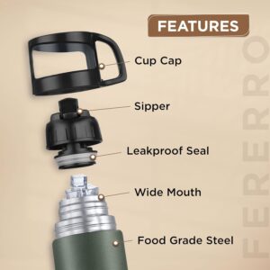 Pexpo Fererro Pro |ISI Certified|Vacuum Insulated Hot & Cold Stainless Steel Flask|Jute Bag|- 1000ml Military Green |Steel Bottle|Thermoflask|Travelling|School & Trekking|Office | Limited RCB Edition - Image 7