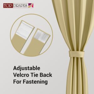 Top Drapes Blackout Door Curtain with Tie Back 7 feet 2 Pcs | Room Darkening, Thermal Insulated, Noise Reducing Heavy Polyester Solid Curtain (Biscuit Colour) - Image 3