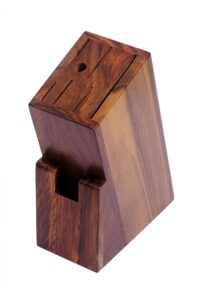 WoodKIT Wooden Knife Holder Stand with 6 Universal Knife Slot, 1 Sharpener Rod & Scissor Slot Each- Knife Holder for Kitchen Wooden Block(SHEESHAM Wood) - Image 2