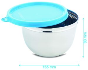 Signoraware 1000ml Mixing Bowl with Lid / Stainless Steel / Leak Spill & Crack Proof / Food Grade Bpa Free Anti Rust / Mix Serve Pack and Store / Kitchen Storage Box & Organizers ( 1 Liters / Blue) - Image 3