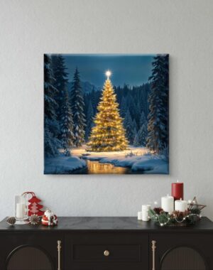 Livin'luxe Canvas Framed Christmas Trees Painting For Home, Office Wall Decor in Home Decorative Gift Item Canvas Painting 24 inch x 24 inch CV-38258 - Image 3