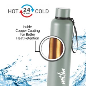 Milton Aura 1000 Thermosteel Bottle, 1050 ml Water Bottles, 24 Hours Hot and Cold, Easy to Carry, Easy Grip, Rust Proof, Tea, Coffee, Office, Travel Bottle, Grey - Image 3