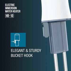 Havells Plastic Hb10 1000 watts Immersion Heater|Isi Mark Heavy Duty 3 Pin Moulded Plug,Touch Protection Cover|Waterproof,Heating Indicator,Nickel Plating,Warranty: 2 Year Comprehensive|(White Blue) - Image 9