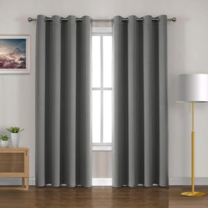 HOMEMONDE 7 Feet Room Darkening Curtain for Door - Noise Reduced and Thermal Insulation Curtains, 92% Blackout, Pack of 2, (Grey - 84 Inches) | Solid - Image 2