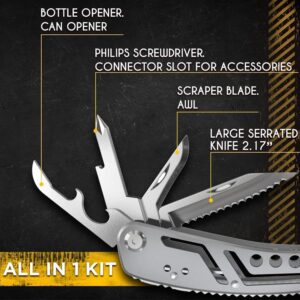 SKYTONE® 24 in 1 Multi-function Plier Tools Made of Stainless Steel with 11 Screwdriver bits with Safety Hook, Bottle Opener, Multifunction Pliers for Outdoor Camping Backpacking & Gifting. (Medium) - Image 5